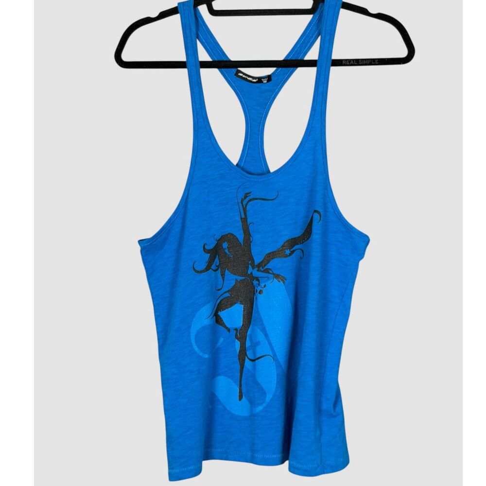 Alternative Dance Graphic Racerback Tank Top Blue Size Adult S